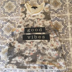 Good Vibes Daisy Block Print Tank Top sz XS